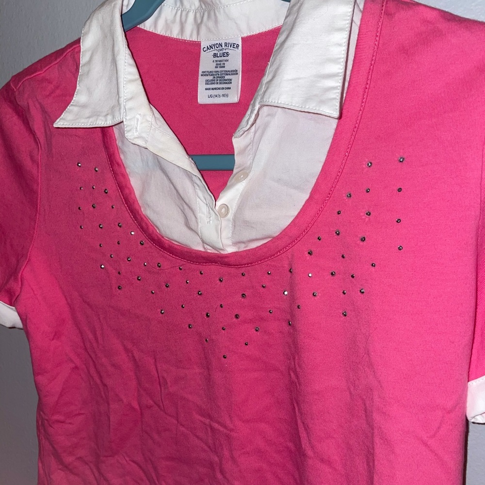 Canyon River Blues • Collared Girls Short Sleeve Sequin Top